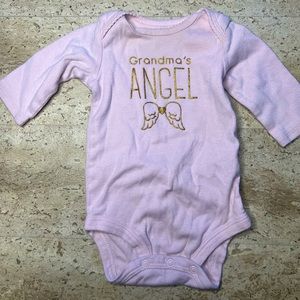 Grandma’s Angel 0-3 Months Child of mine Carters Pink Onesie gold lettering